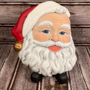 SCIOTO 1987 Hand Painted Ceramic in '88 Old World Santa Claus Face Plate Stand